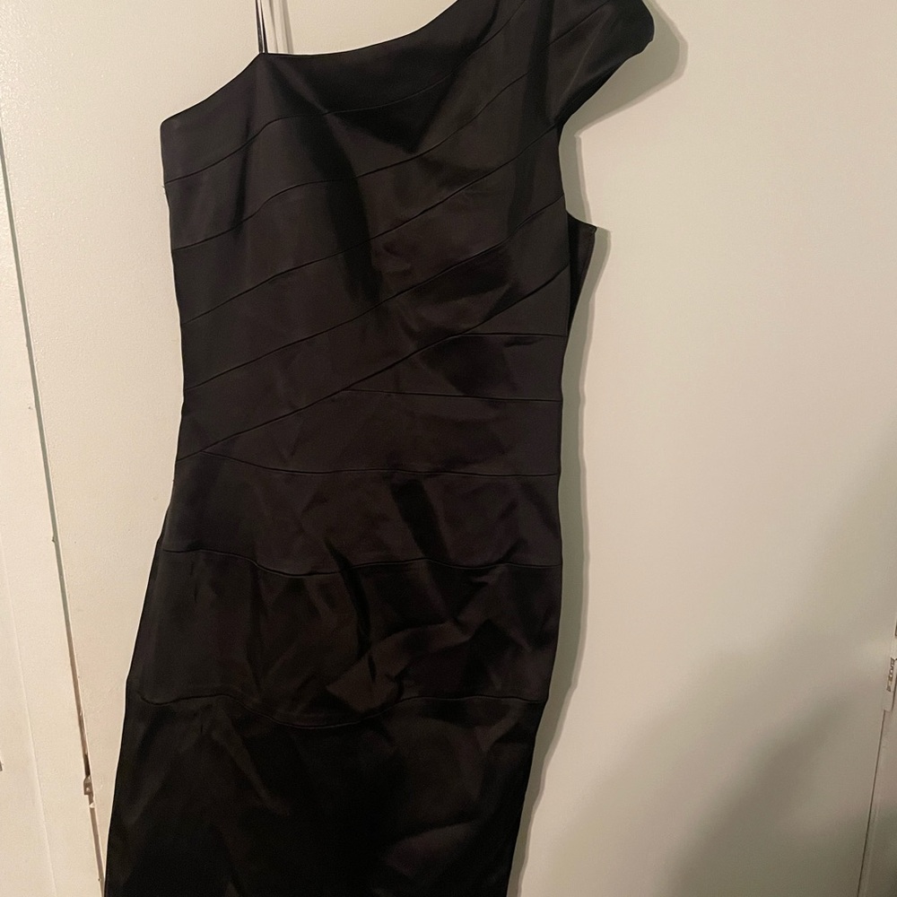 Black satin cocktail dress